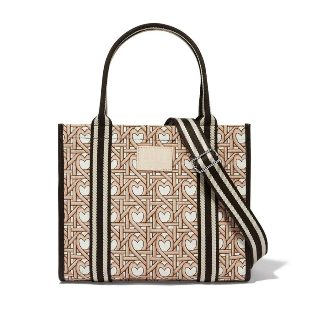 Brighton $225 Woven Hearts Canvas Carry All NWT! - Picture 3 of 5